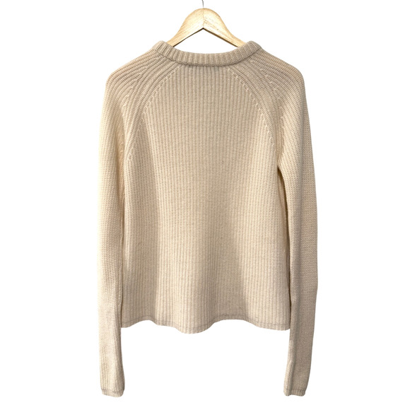 NWT! Jenni Kayne M Iconic 100% CASHMERE Fisherman Sweater $425 Ivory Cream White - Picture 4 of 8